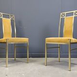 Chaises de salle à manger vintage en laiton de Belgochrom, années 1970
