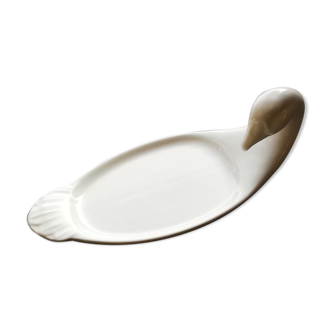 Goose-shaped porcelain foie gras dish