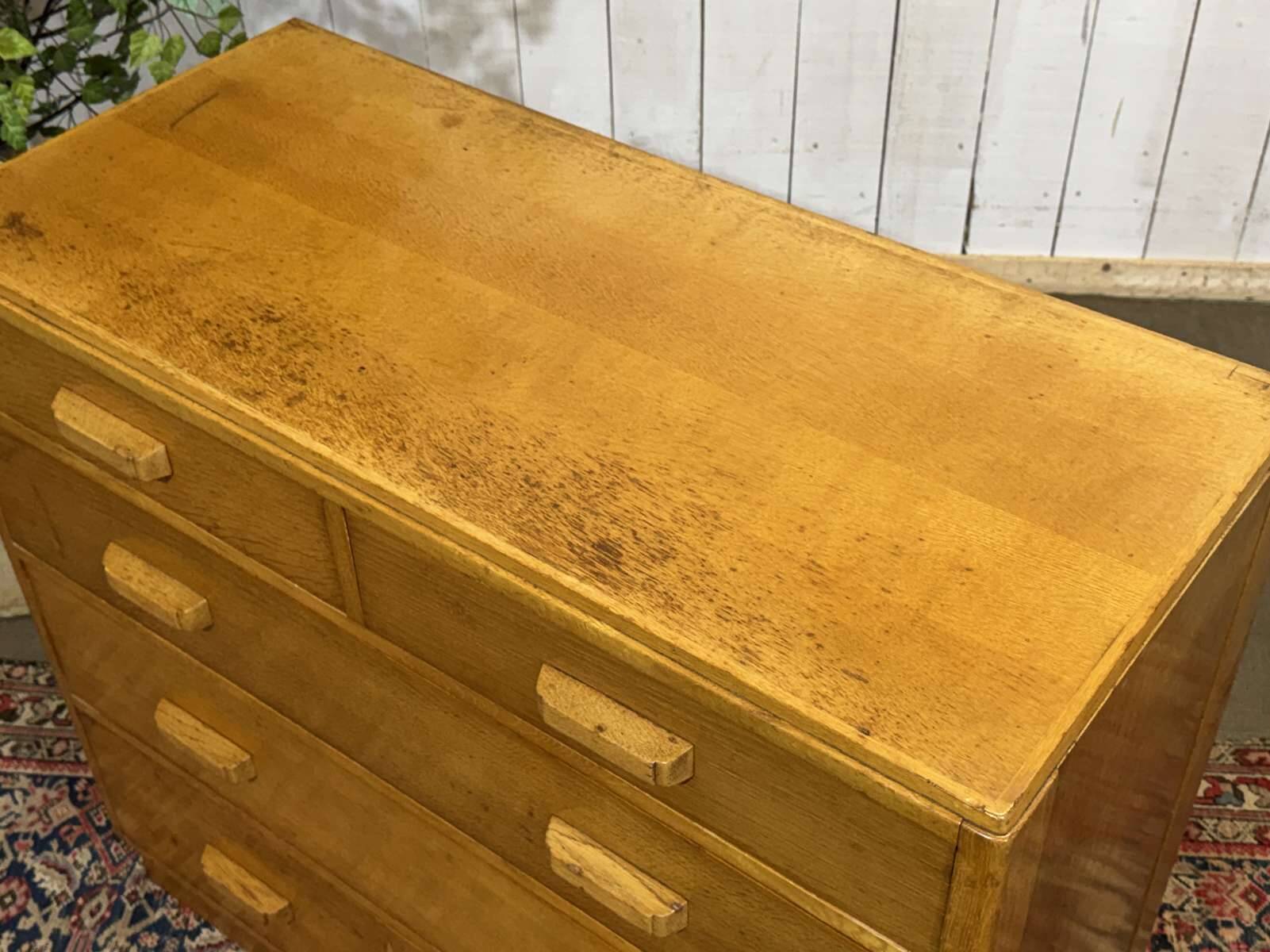 1950s English oak chest of drawers