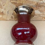 Antique bordeaux red & gold ceramic vase germany vintage