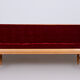 Red Midcentury Modern Oak Sofa, 1950s, Original well preserved upholstery