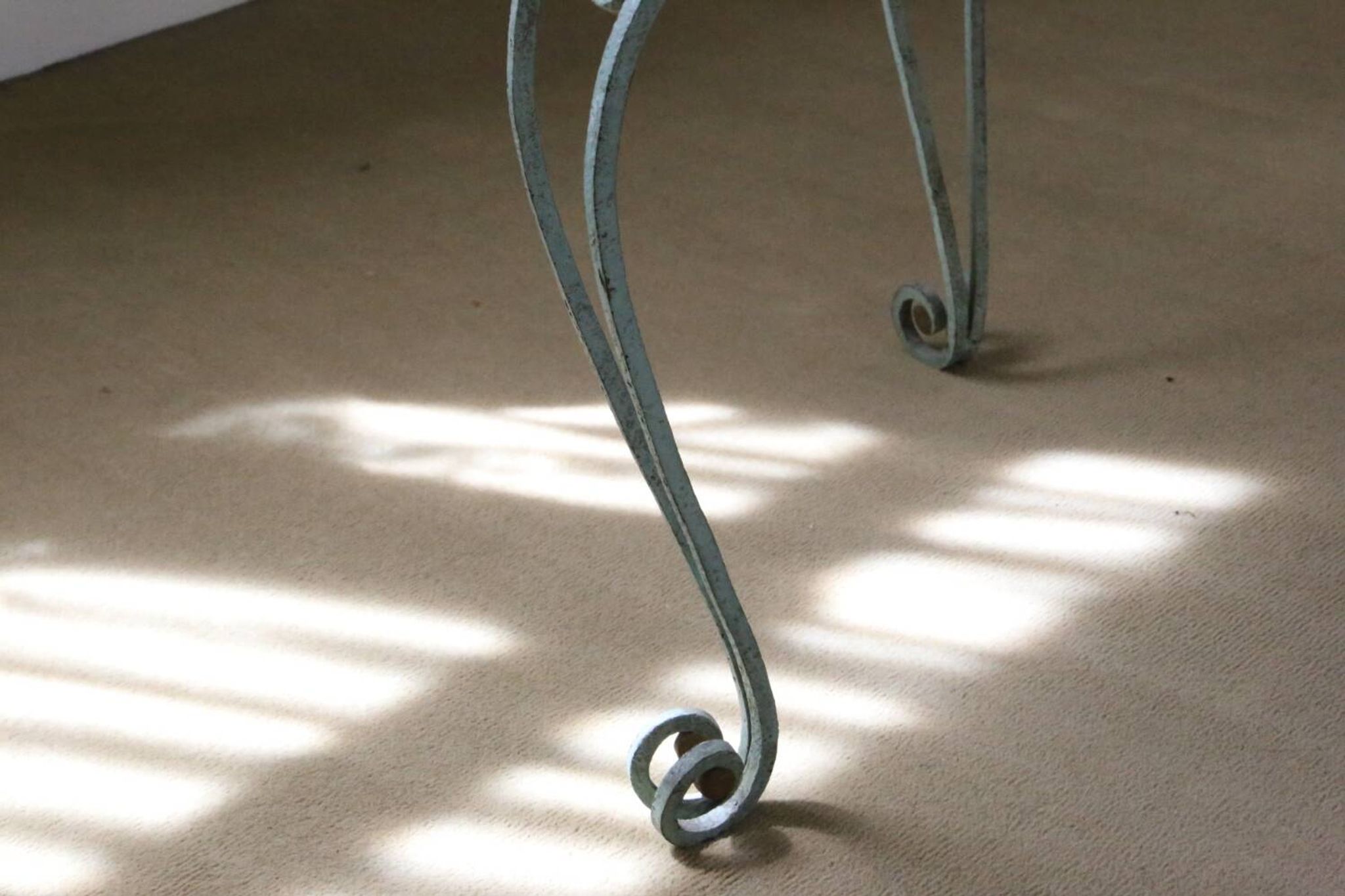 Wrought iron pedestal table mirror top 1930
