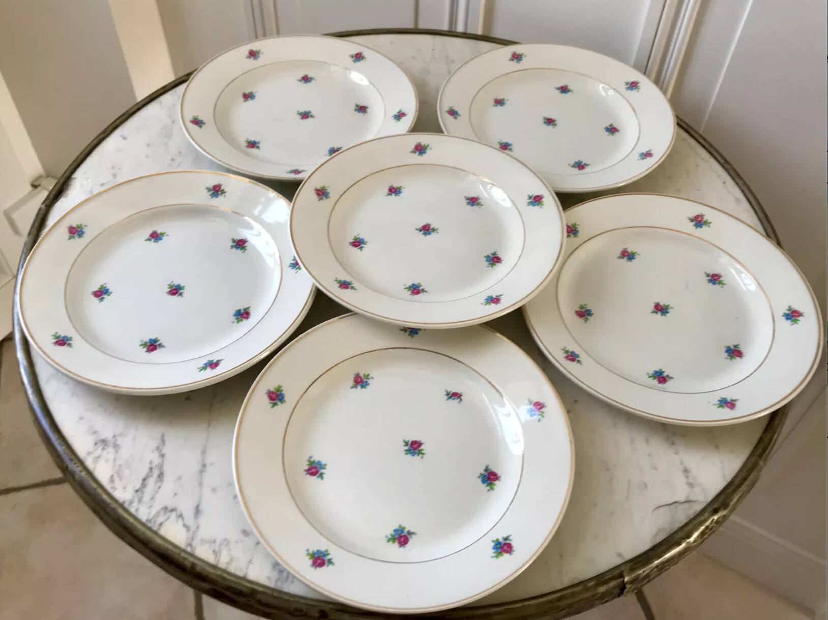 set of 6 dessert plates Digoin Sarreguemines model Floréal 50s-60s