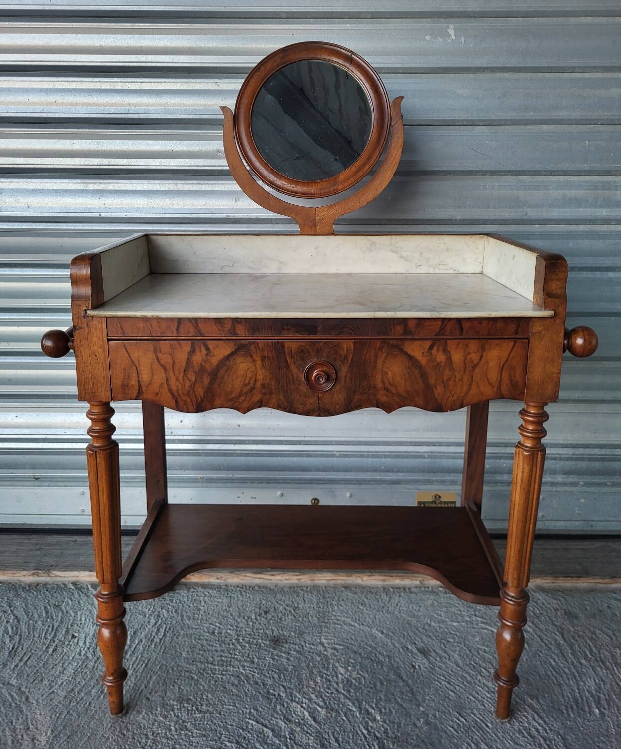 Antique marble and solid wood dressing table