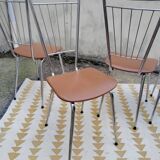 Set 4 chaises vintage scandinave chrome et simili