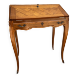 Louis XV style cherry wood Dos d'Âne scriban slope desk 1970