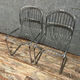 Pair of chromed metal chairs 1970