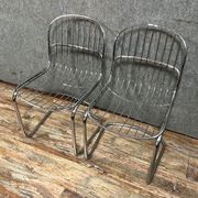Pair of chromed metal chairs 1970
