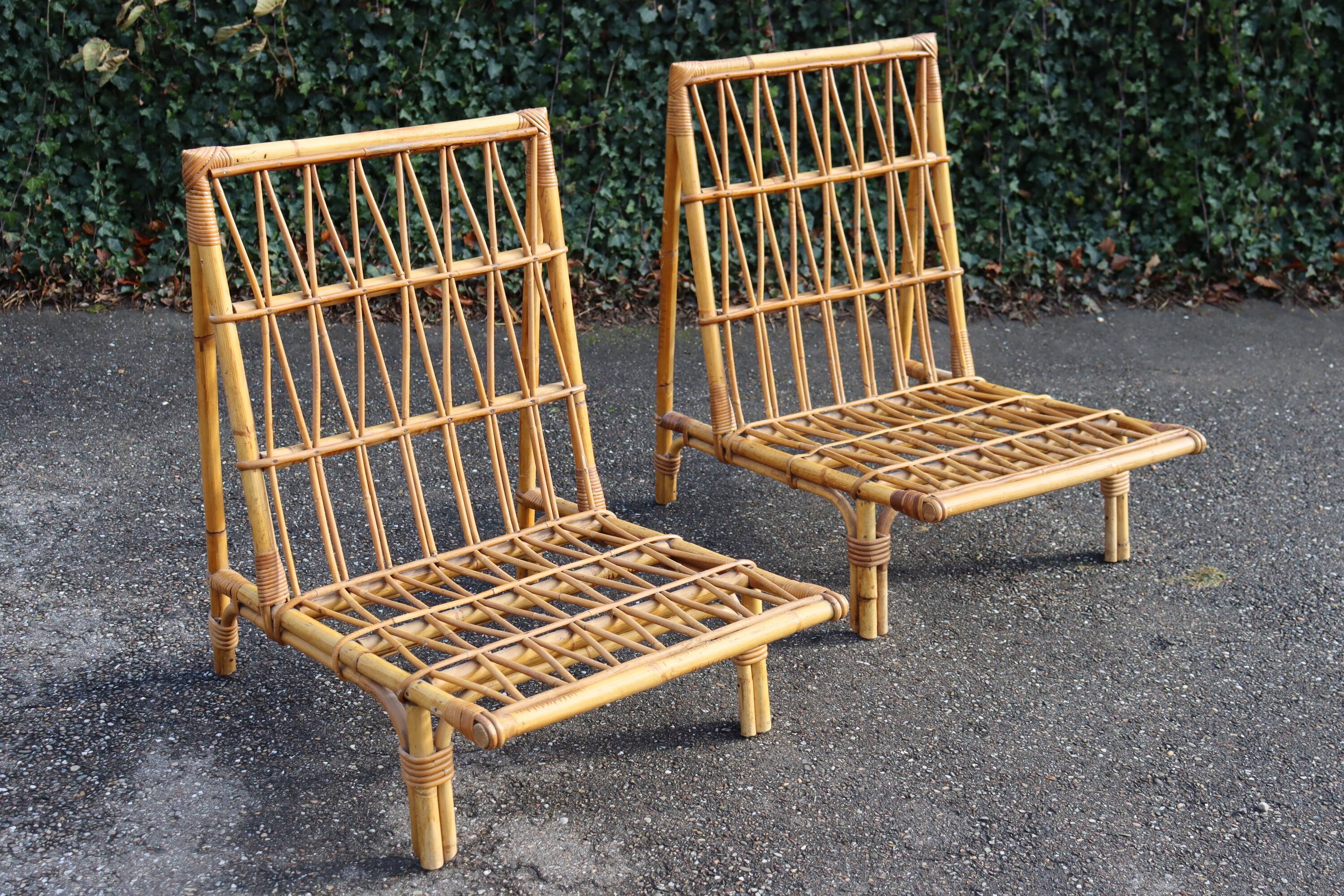 Pair of low armchairs in the Audoux Minet style