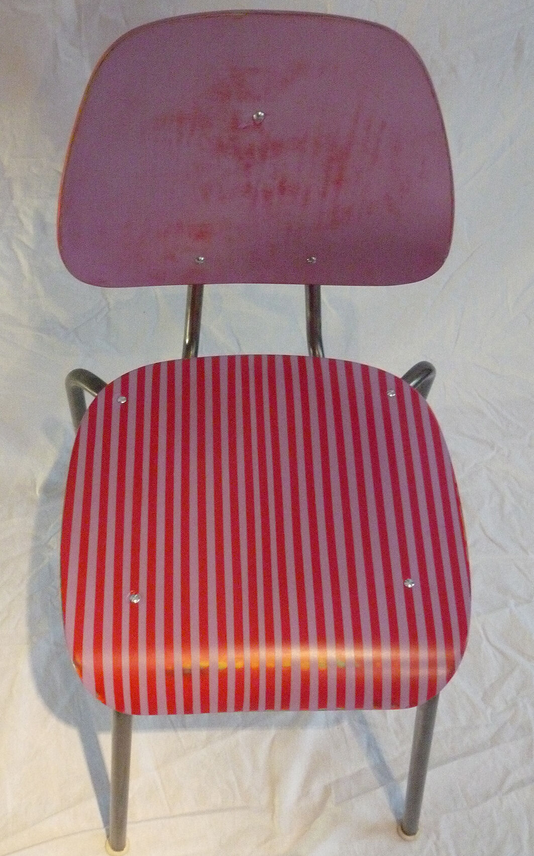 Pair of stackable steel tube chairs