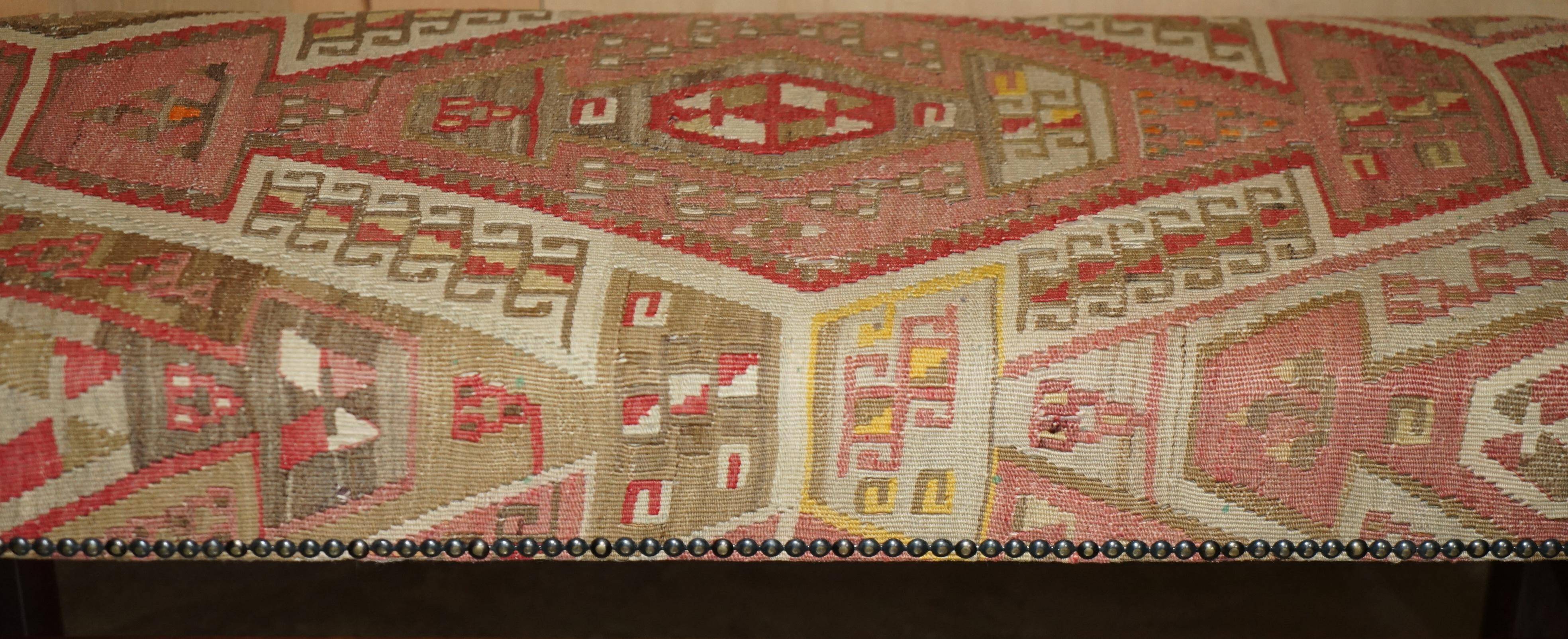 Padded footrest bench in Victorian Kilim style by George Smith