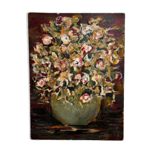 Peinture vase au bouquet de fleurs