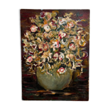 Painting vase with bouquet of flowers