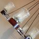 Lustre en chrome et teck à 5 feux style scandinave