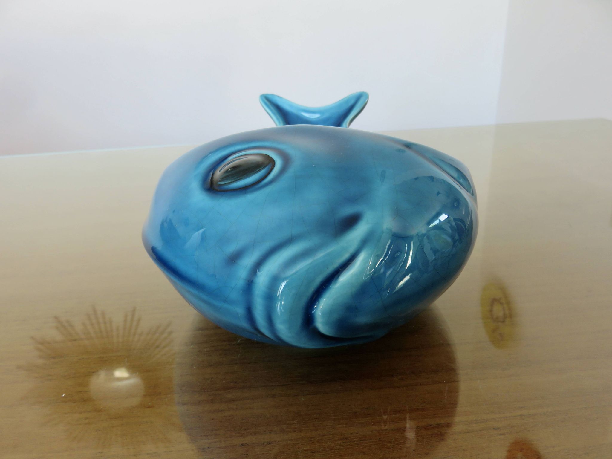 Empty pocket, blue cracked Charolles ceramic, 1960s