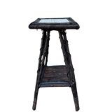 Folk art stool – circa 1890-1900. Rattan & ceramic