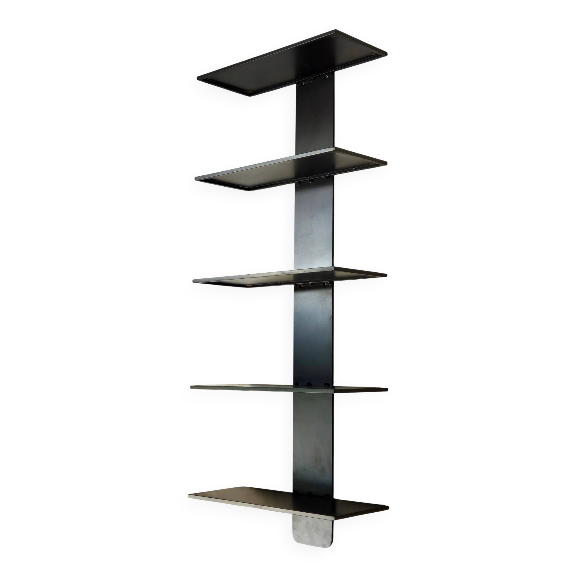 Brown lacquered welded steel wall shelf - Sleek / minimalist design