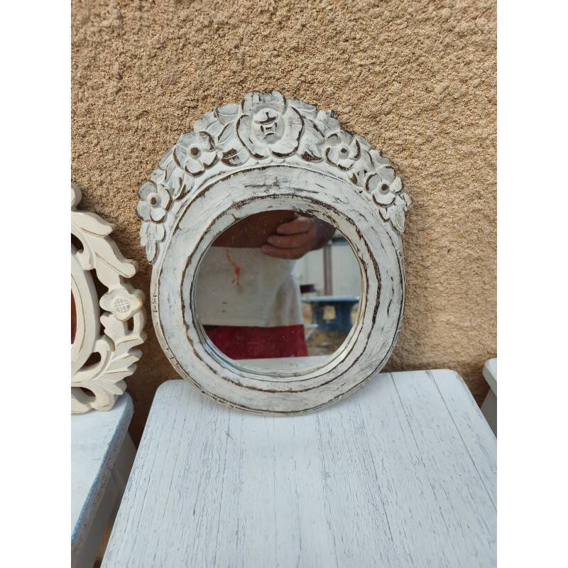 Set of 5 cerused wood mirrors