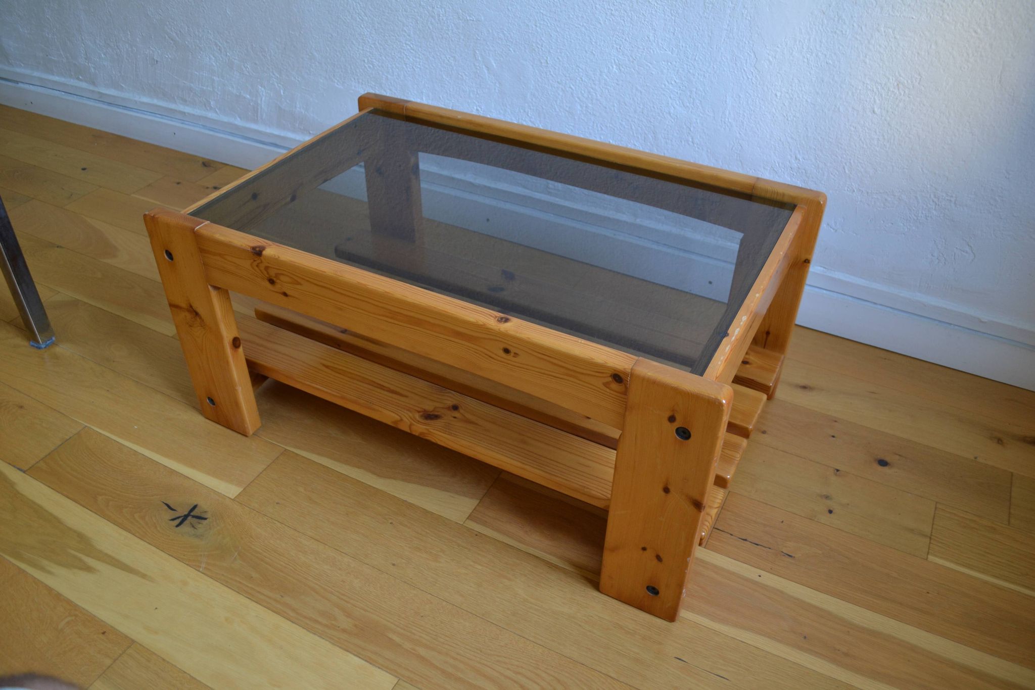 Table basse bois et verre