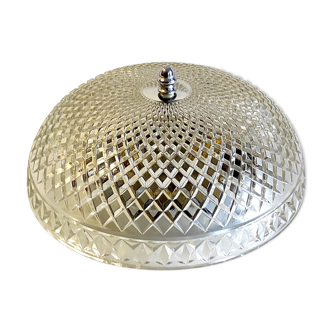 Ceiling lamp in glass and chrome 60s