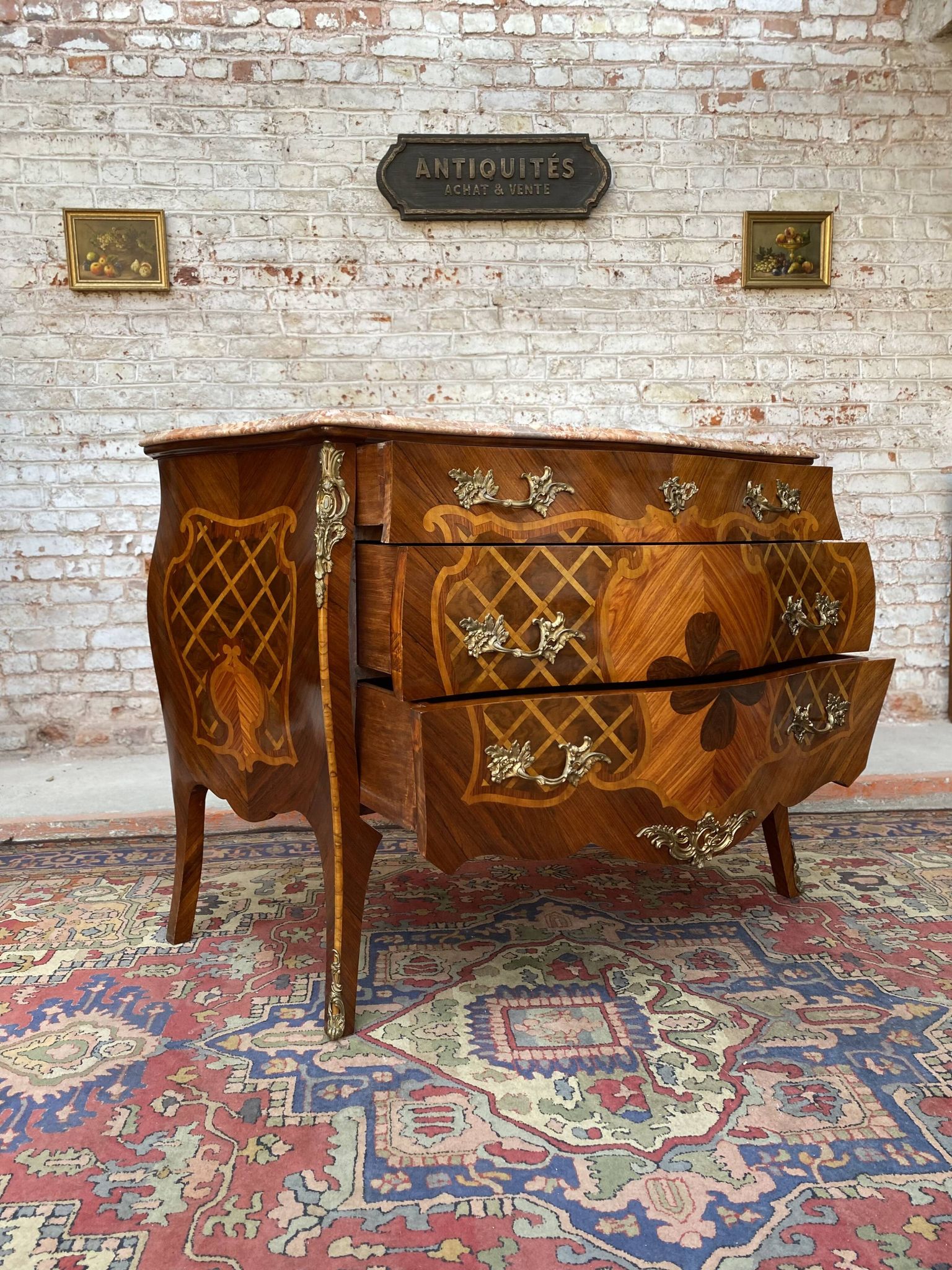 Chest of drawers stamped in marquetry Louis XV style
