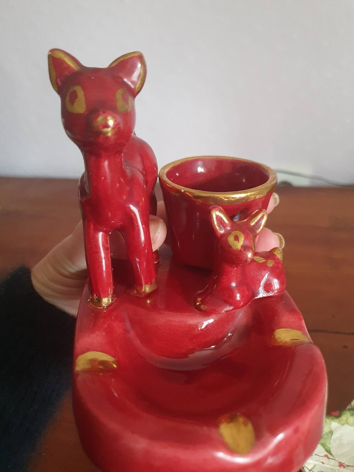 Bambi fawn cigarette holder ashtray in vintage Vallauris ceramic