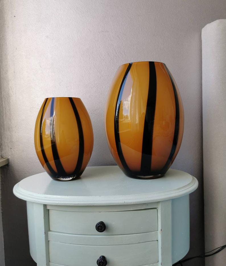 Set of 2 Italian lamps in Volux glass, 80s