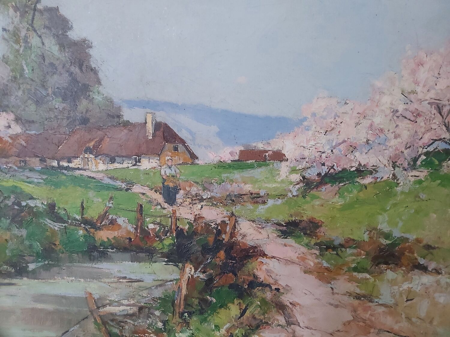 Tableau pommiers en fleurs, Normandie
