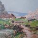 Tableau pommiers en fleurs, Normandie