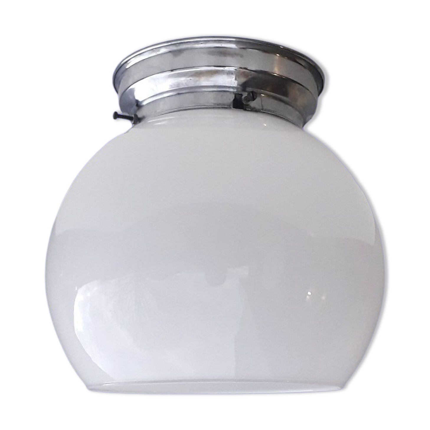 Former bistro ceiling lamp - Half-spherical globe in white opaline - 1950