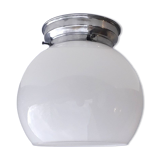 Former bistro ceiling lamp - Half-spherical globe in white opaline - 1950
