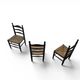 3 x Antique provincial ladderback child's chair / rush seat / 1930s