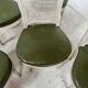 Set of seven Louis XVI style chairs in patinated beech, 20th century.