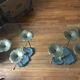 Glass and forged metal coffee table, frog and neuphar décor