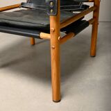 Arne Norell Sirocco Safari Lounge Chairs in Black Leather and Ash, Sweden