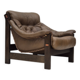 1970s, Scandinavian design, chair in safari style, original condition, leather.