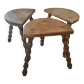Set 3 tabourets de traite tripodes