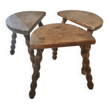 Set 3 tabourets de traite tripodes