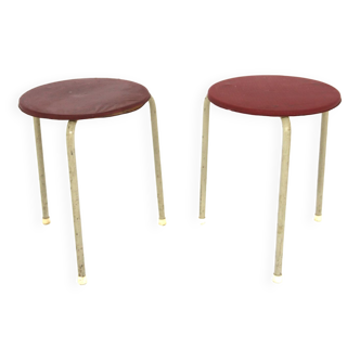 set of 2 metal stools, Sweden, 1950