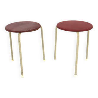 set de 2 tabourets en métal, Suède, 1950