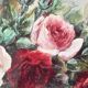 Nature morte "Roses" à l'aquarelle, Madeleine Renaud (1900-1994)