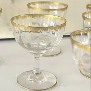 Liqueur Glasses, Vintage French Set of 6 – Gold Rimmed Stemware