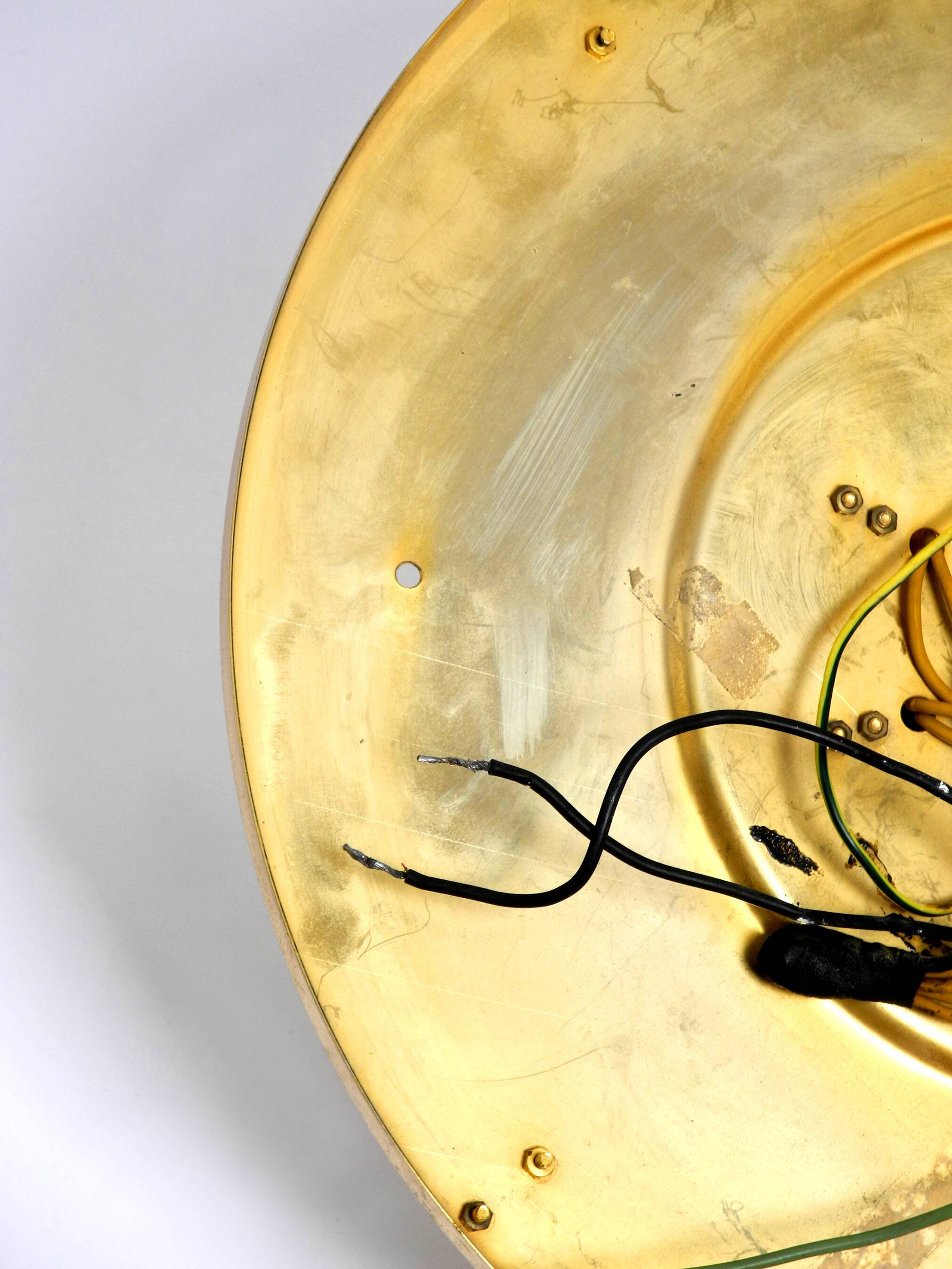 Gorgeous large 1970s Palwa brass ceiling or wall lamp with faceted crystal