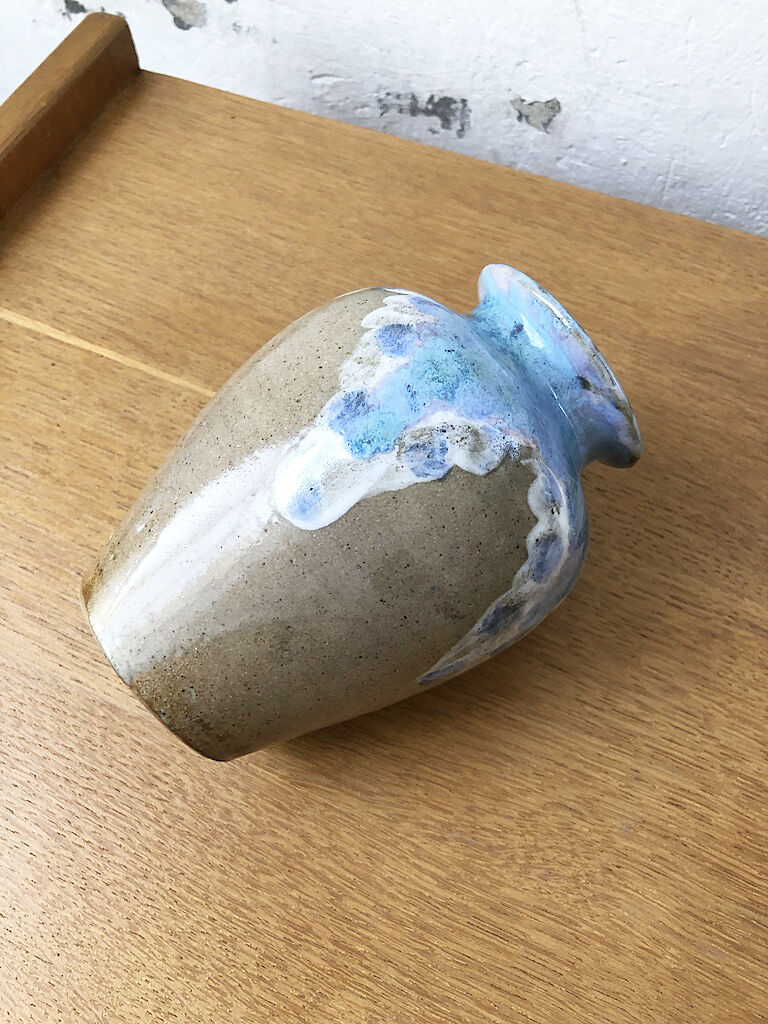 Enamelled sandstone vase