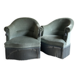 Blue velvet frog armchairs