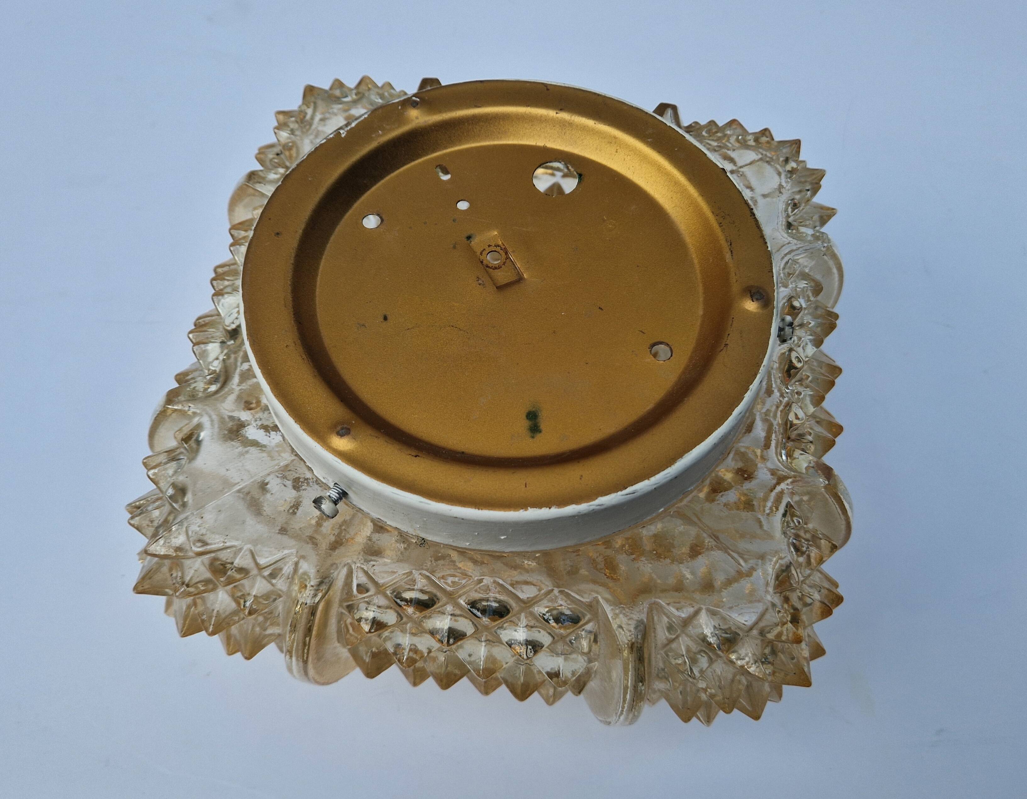 Glass ceiling light, vintage 1970