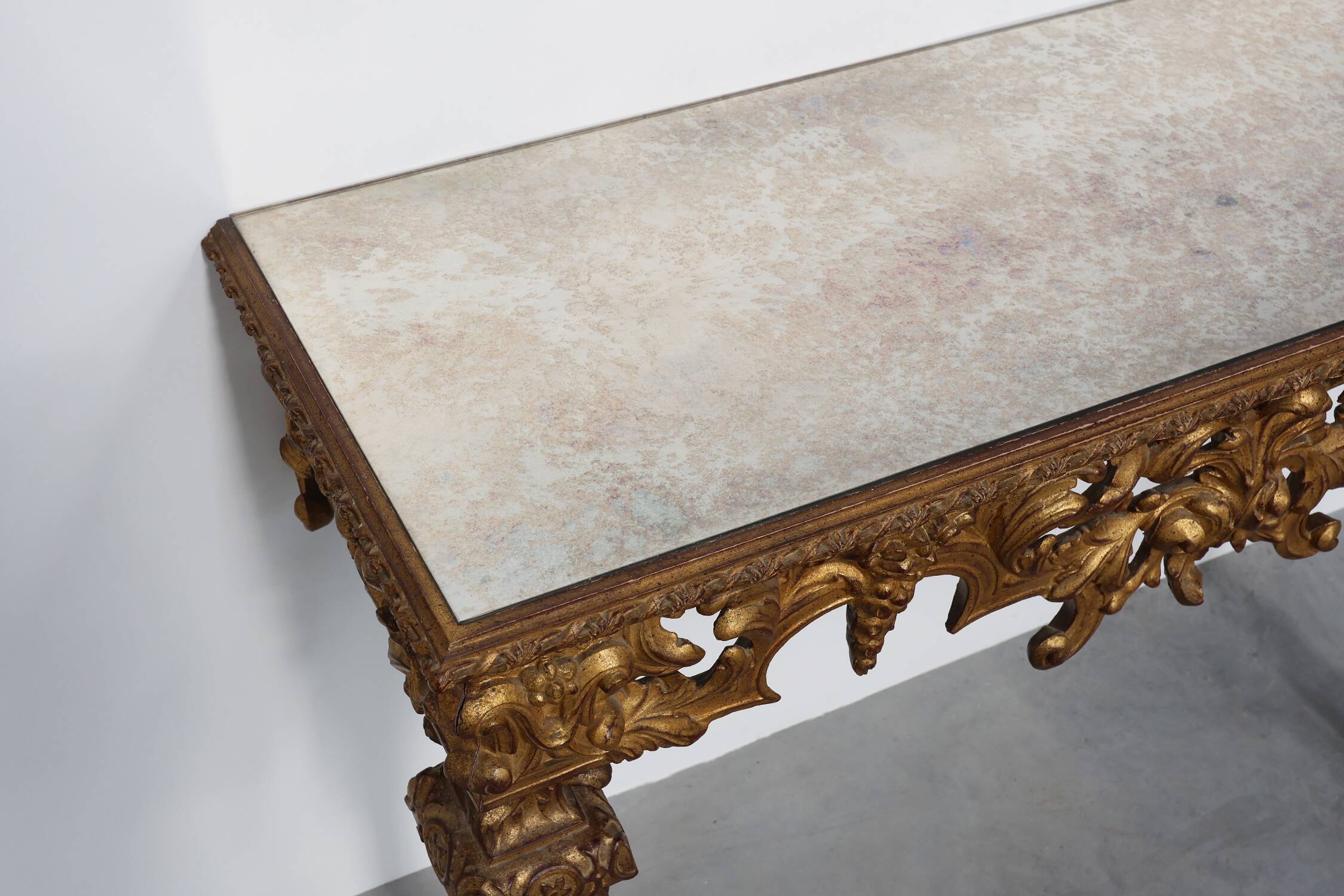 20th Century Italian Baroque style gilded and carved wall console