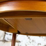 Table ronde extensible en teck vintage scandinave