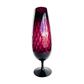 Wine-legged blown glass vase Italian Empoli 1960