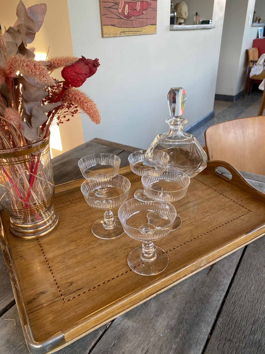 5 crystal champagne glasses